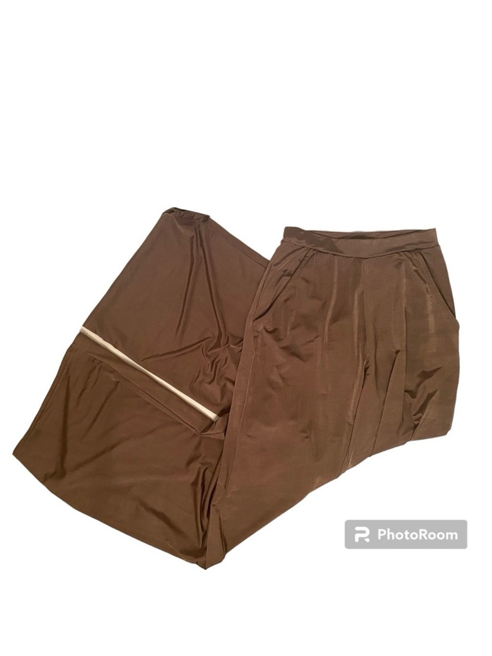 BOOHOO NIGHT PANTS WIDE LEG BROWN TAUPE POCKETS PULL ON ELASTIC WAIST SIZE 4